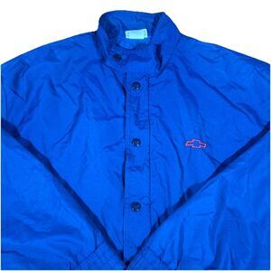 VtG 1989 Chevrolet Certified Technician Men’s L Full Zip Snap Blue Nylon Jacket